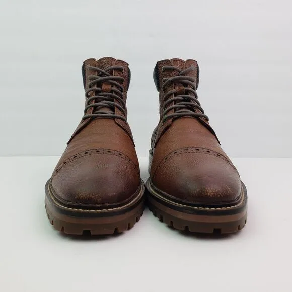 Warfield &amp; Grand Darren Mens Size 8.5 Brown Leather Cap Toe Brogue Boots Shoes