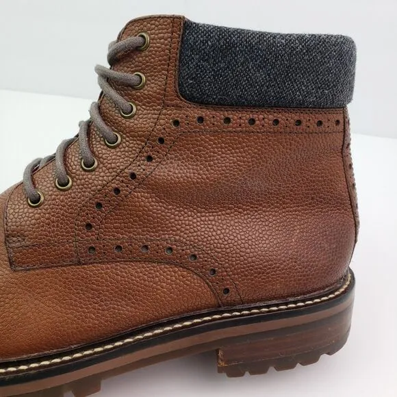 Warfield &amp; Grand Darren Mens Size 8.5 Brown Leather Cap Toe Brogue Boots Shoes