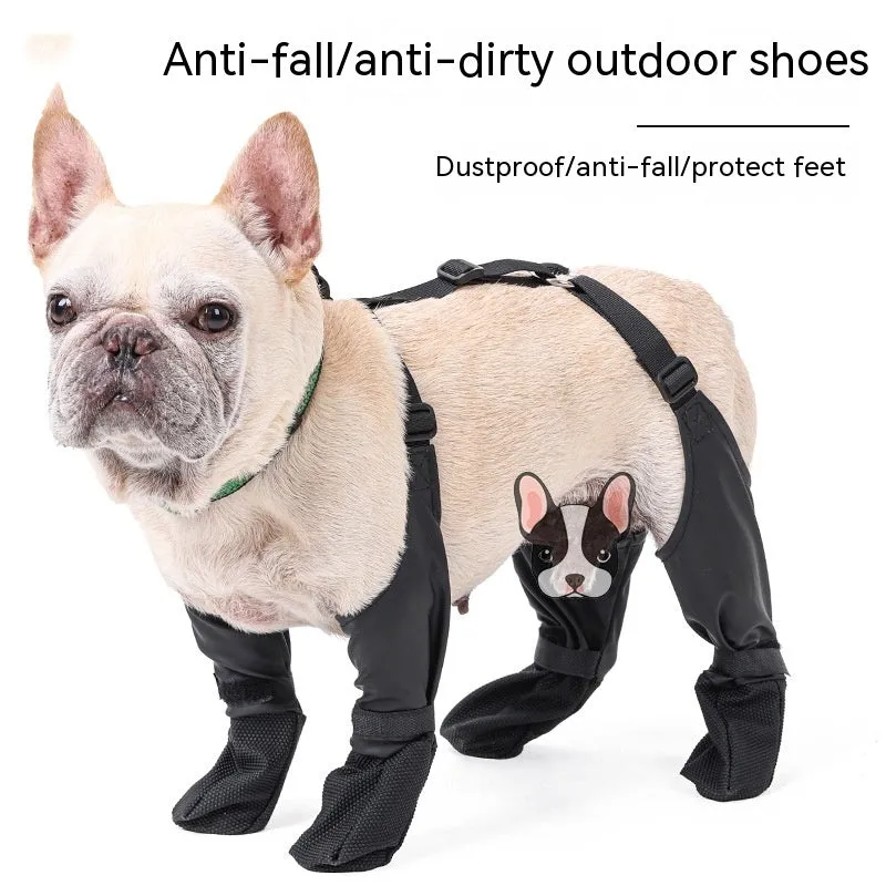 Waterproof Dog Shoes, Adjustable Dog Boots, Pet Breathable Shoes for Outdoor Walking, Soft French Pets Paws Protector