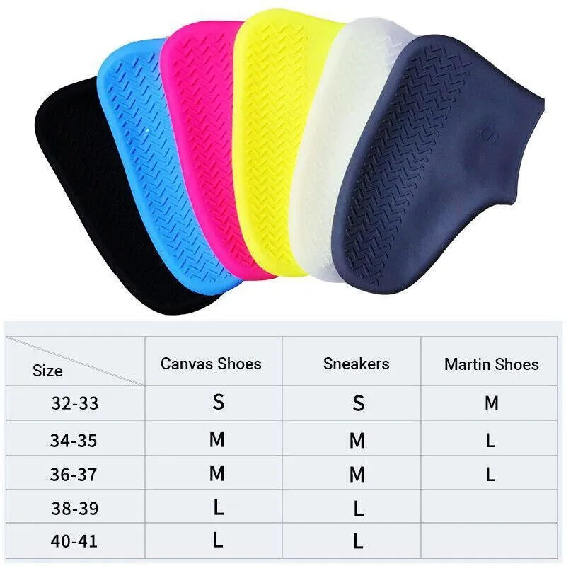Waterproof Silicone Shoe Covers 1Pair 3Sizes 6Colours