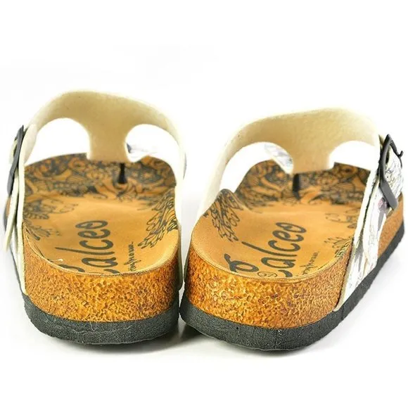 White Butterfly T-Strap Sandal - Calceo Line of Goby Shoes