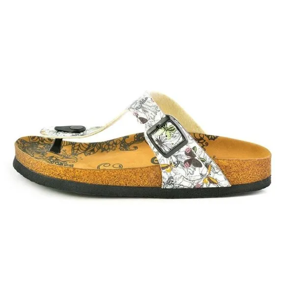 White Butterfly T-Strap Sandal - Calceo Line of Goby Shoes