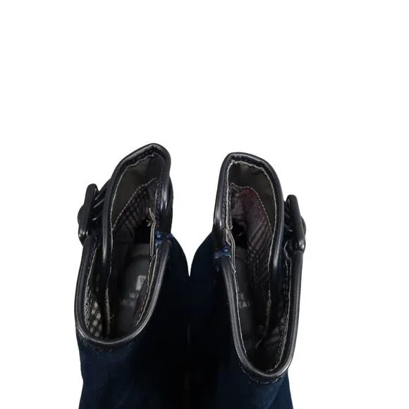 White Mountain Shoes Womens 6 Booties Fashion Blue Block Heel Career Classic Zip