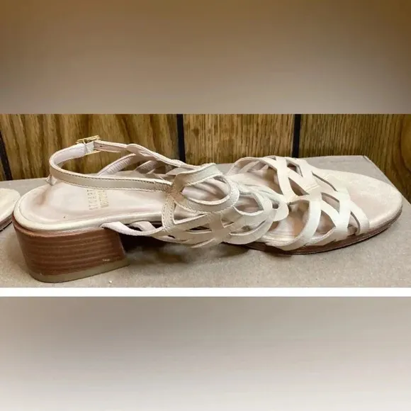 Woman STUART WEITZMAN Beige Cut Out Leather Strappy Sandals Shoes Sz 7.5