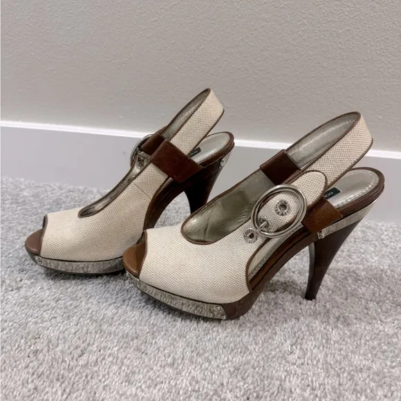 Women Dolce &amp; Gabbana heels Wooden Platform Open Toe Slingback