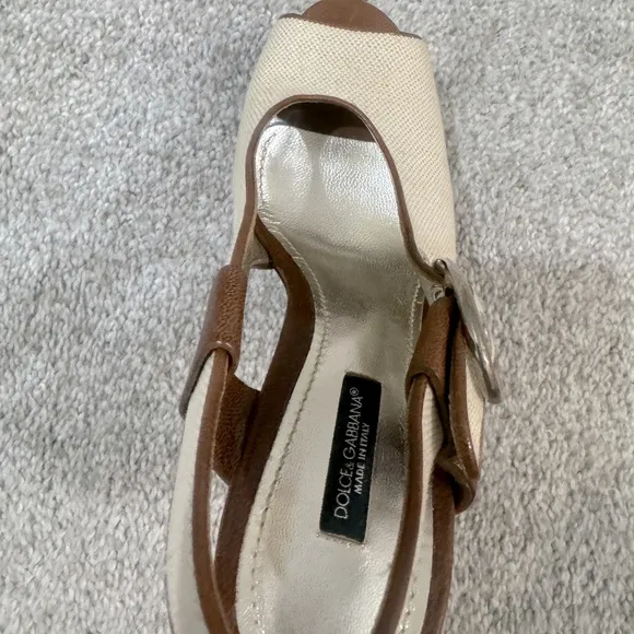 Women Dolce &amp; Gabbana heels Wooden Platform Open Toe Slingback