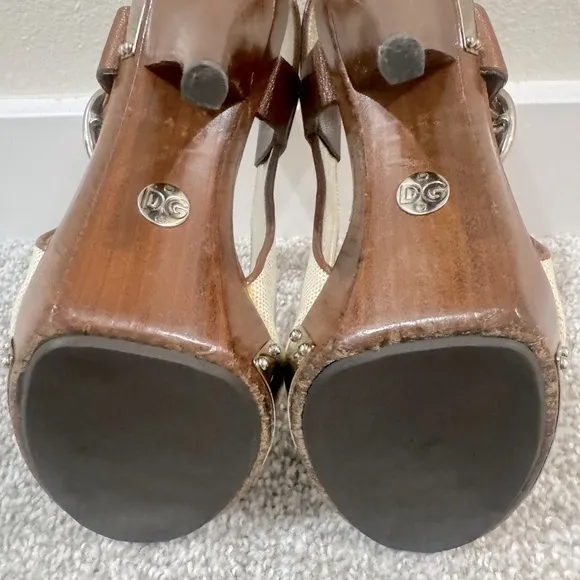Women Dolce &amp; Gabbana heels Wooden Platform Open Toe Slingback