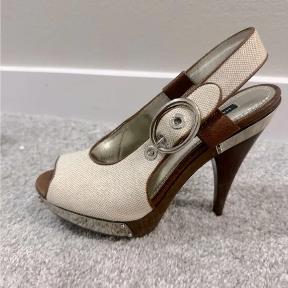 Women Dolce &amp; Gabbana heels Wooden Platform Open Toe Slingback