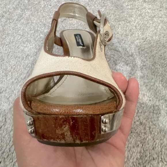 Women Dolce &amp; Gabbana heels Wooden Platform Open Toe Slingback