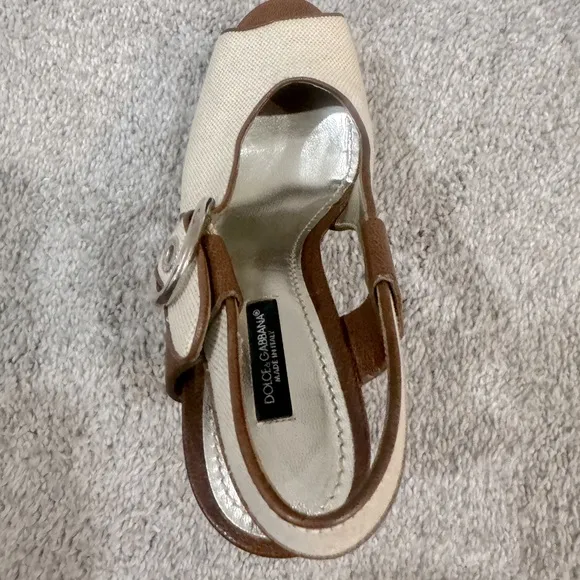 Women Dolce &amp; Gabbana heels Wooden Platform Open Toe Slingback