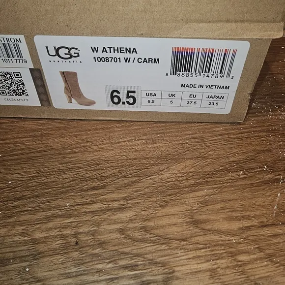 Women ugg Australia Tan Suede High Heel Boots Shoes size 6.5 6 1/2
