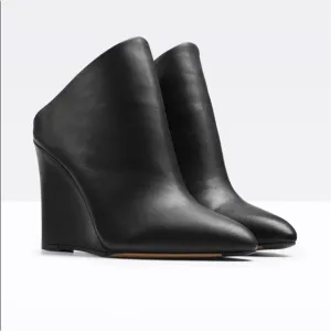 Women's Black Wedge Mules