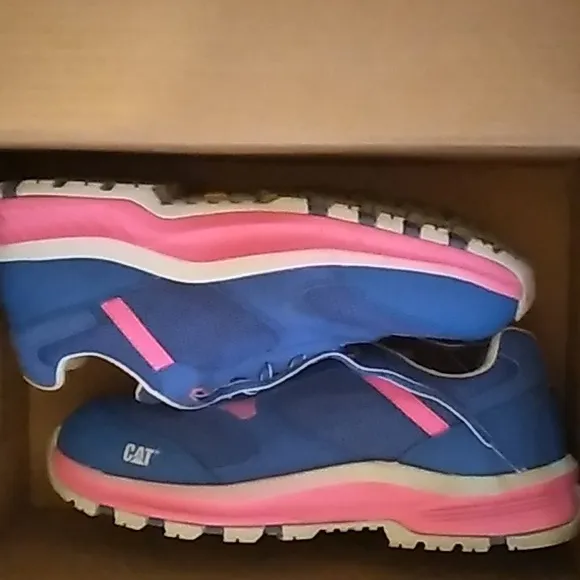 Women's CATERPILLAR blue and pink shoes with composite toe size 6
