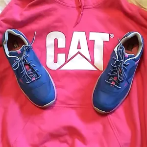 Women's CATERPILLAR blue and pink shoes with composite toe size 6