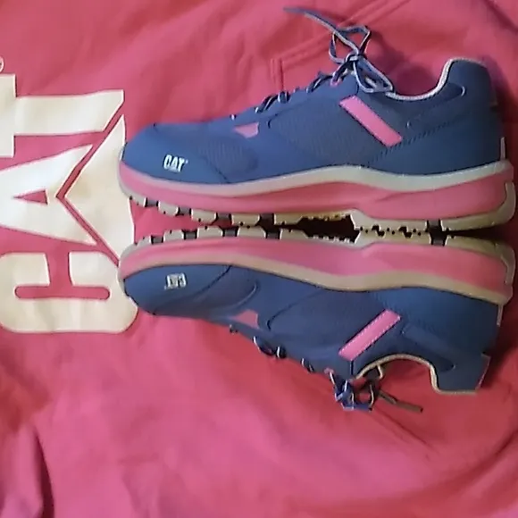 Women's CATERPILLAR blue and pink shoes with composite toe size 6