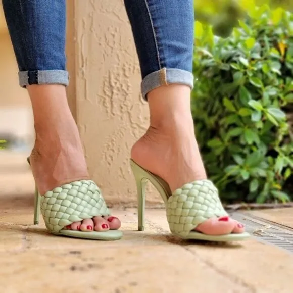 Women's‎ High Heel Mule Sandals Sage Color