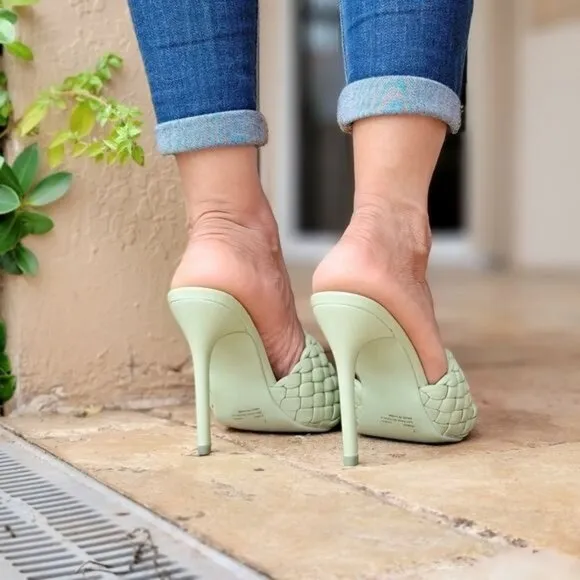 Women's‎ High Heel Mule Sandals Sage Color