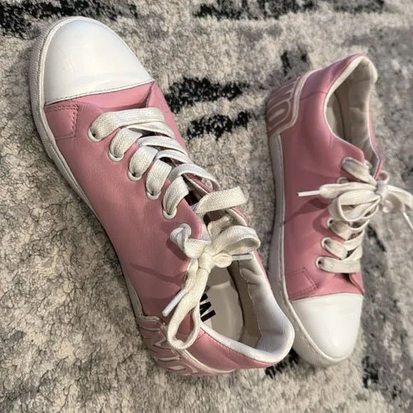 Women's Moschino Pink and White Sneakers