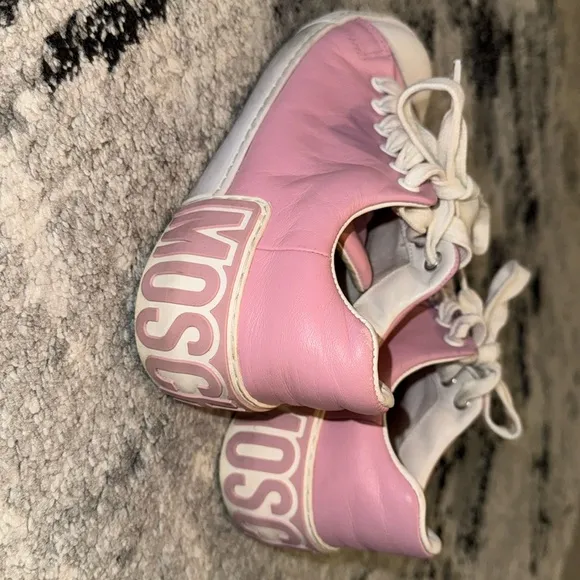 Women's Moschino Pink and White Sneakers