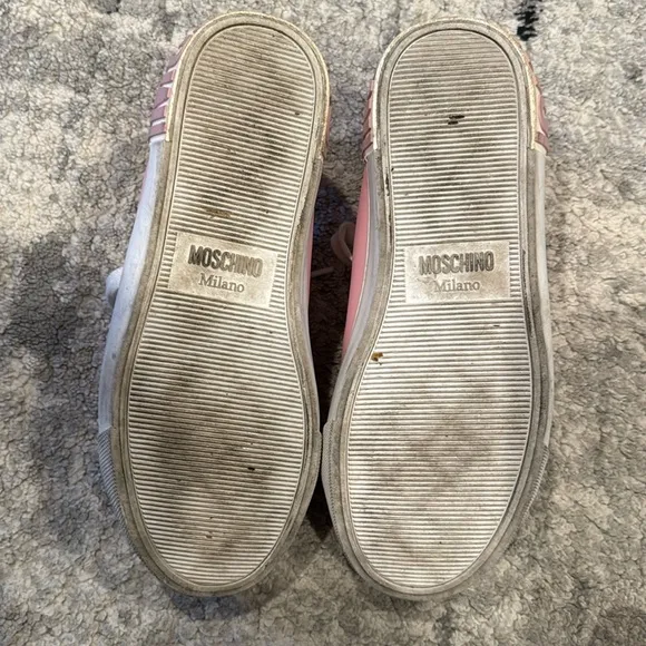 Women's Moschino Pink and White Sneakers