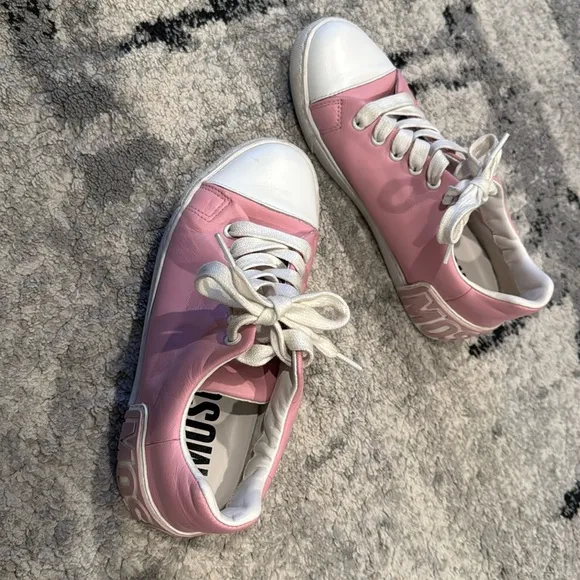 Women's Moschino Pink and White Sneakers