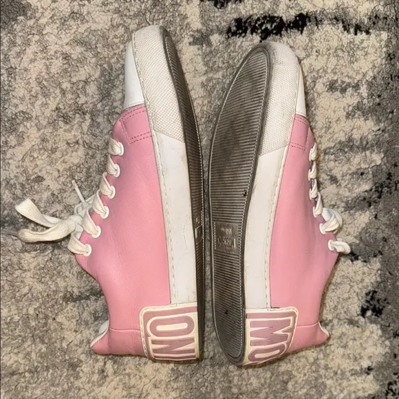 Women's Moschino Pink and White Sneakers