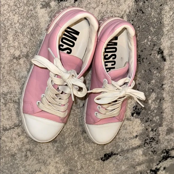 Women's Moschino Pink and White Sneakers