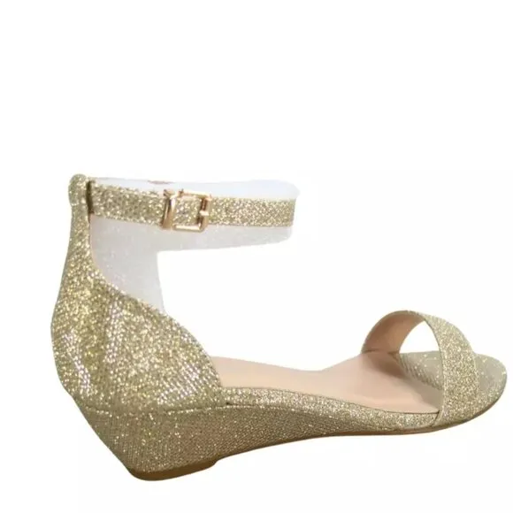 Women's Open Toe Ankle Strap Low Wedge Sandal Dress Shoes