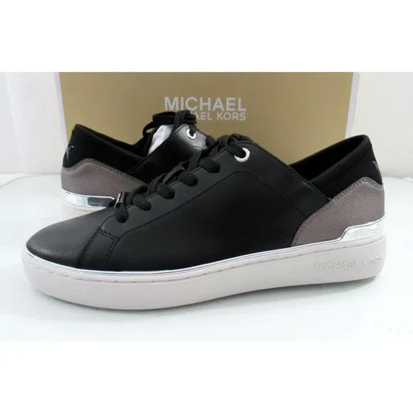 Women's Shoes Michael Kors Scout Lace Up Sneaker MK Logo Scuba Black Size 7