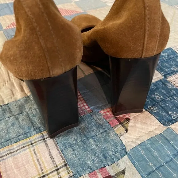 y2k Suede Lanvin Tan Pump Size 37 Ballet Ballerina Wedges High Heel Designer