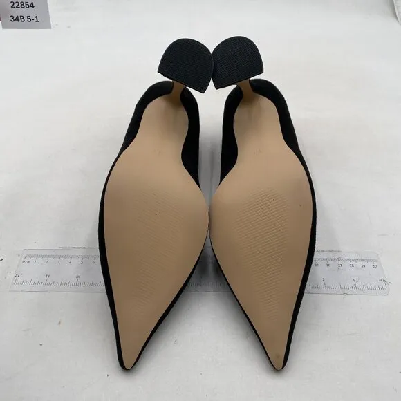 YDN Women Pointed Toe Slip on Pumps Special Kitten High Heel Black Shoes