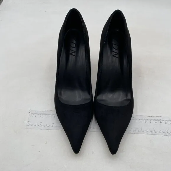 YDN Women Pointed Toe Slip on Pumps Special Kitten High Heel Black Shoes