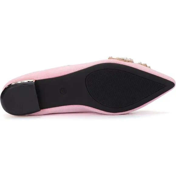 Yjjqmyycpa Flat Shoes Women Pink Flannel Comfort Slip Low Heel Ballet Flat Shoe