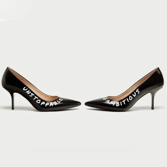 ZARA  Ambitious Unstoppable Black Pointed Toe HeelShoes 39