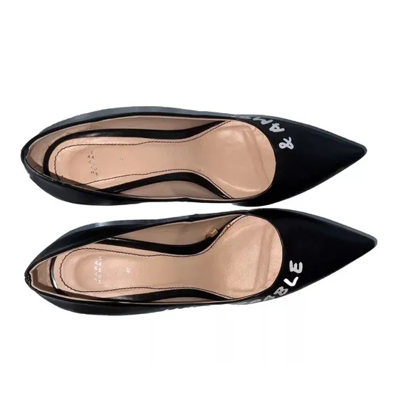 ZARA  Ambitious Unstoppable Black Pointed Toe HeelShoes 39