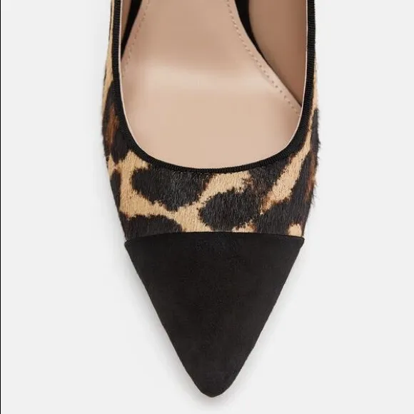 Zara animal print leather high heeled shoes