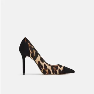 Zara animal print leather high heeled shoes