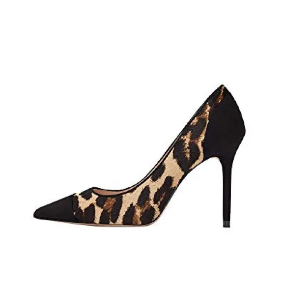 Zara animal print leather high heeled shoes