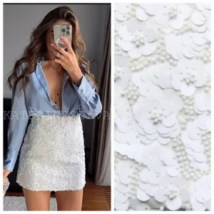 ZARA aplique beaded floral mini skirt size XS