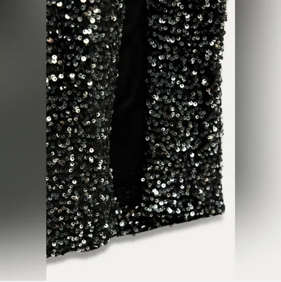 Zara ASYMMETRICAL SEQUIN MIDI DRESS SIZE XS