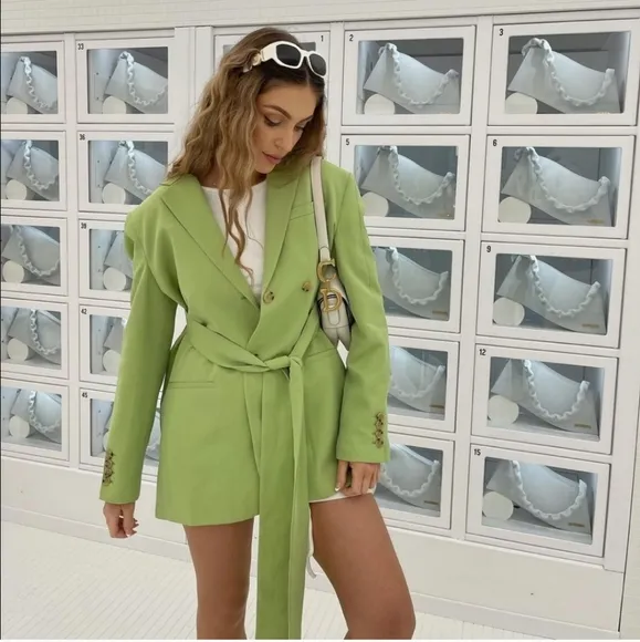 Zara Belted Blazer Green size XS