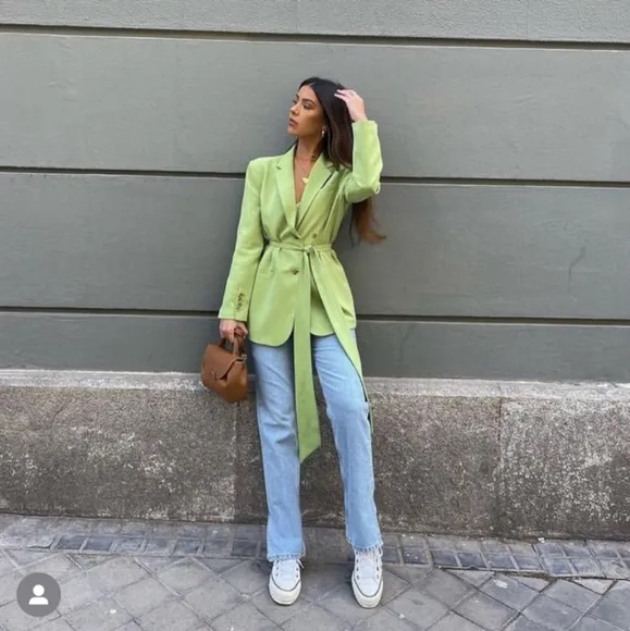 Zara Belted Blazer Green size XS