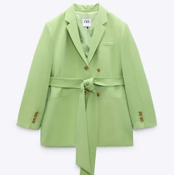 Zara Belted Blazer Green size XS