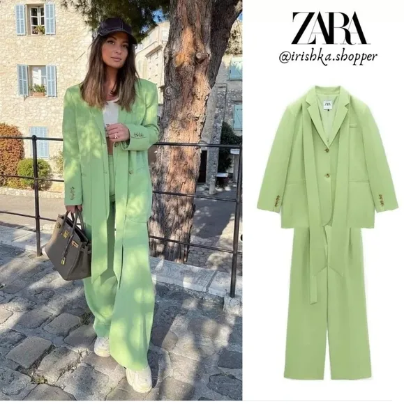 Zara Belted Blazer Green size XS