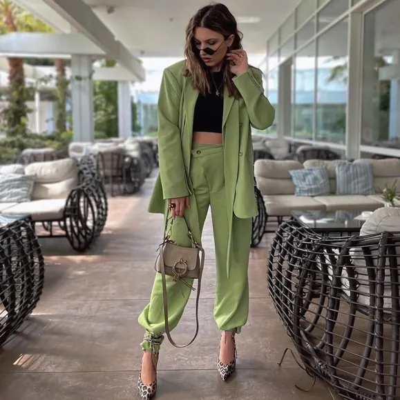 Zara Belted Blazer Green size XS