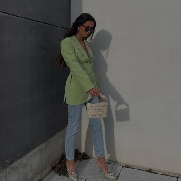 Zara Belted Blazer Green size XS