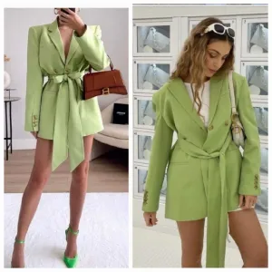 Zara Belted Blazer Green size XS