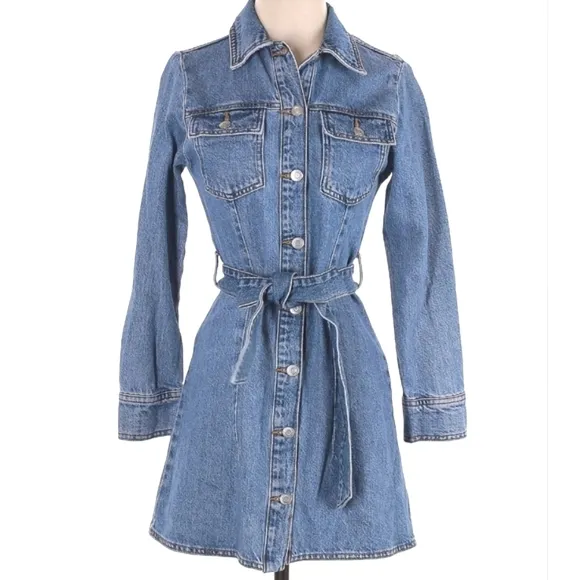 Zara  Beltet Denim Dress Blue Size XS