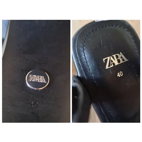 ZARA Black Leather High Heel  Crisscross Straps Platforms EU 40