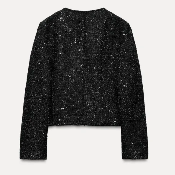 Zara Black Sequin Blazer Size M